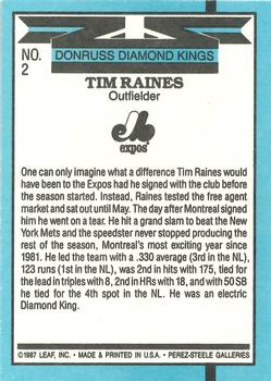 1988 Donruss #2 Tim Raines Back
