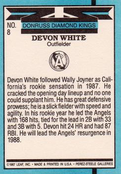 1988 Donruss #8 Devon White Back
