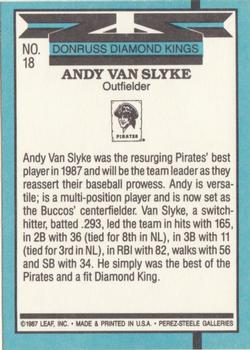1988 Donruss #18 Andy Van Slyke Back