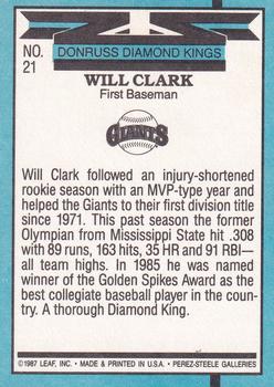 1988 Donruss #21 Will Clark Back