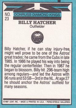 1988 Donruss #23 Billy Hatcher Back