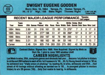 1988 Donruss #69 Dwight Gooden Back