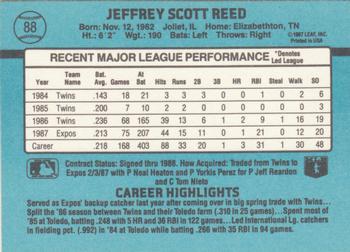 1988 Donruss #88 Jeff Reed Back