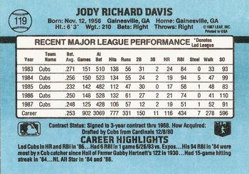 1988 Donruss #119 Jody Davis Back