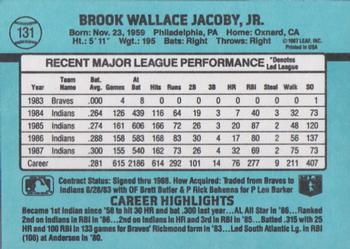 1988 Donruss #131 Brook Jacoby Back