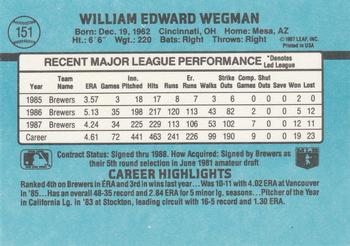 1988 Donruss #151 Bill Wegman Back
