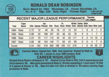 1988 Donruss #166 Ron Robinson Back