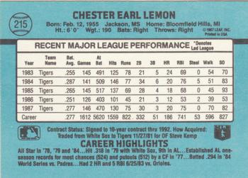 1988 Donruss #215 Chet Lemon Back