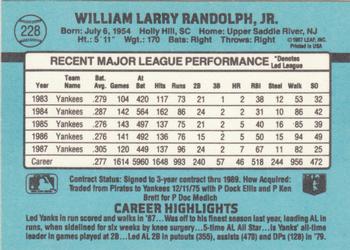 1988 Donruss #228 Willie Randolph Back