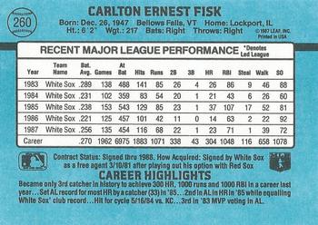1988 Donruss #260 Carlton Fisk Back