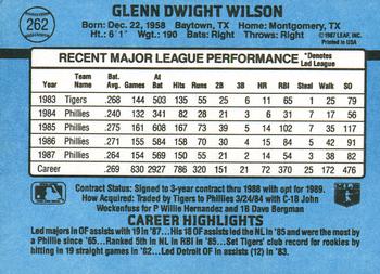 1988 Donruss #262 Glenn Wilson Back