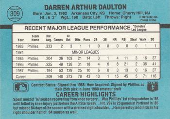 1988 Donruss #309 Darren Daulton Back