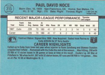 1988 Donruss #315 Paul Noce Back
