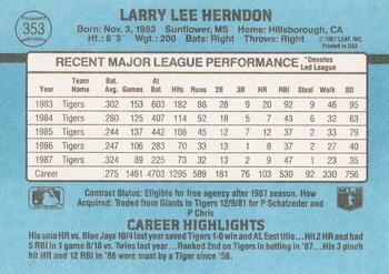 1988 Donruss #353 Larry Herndon Back