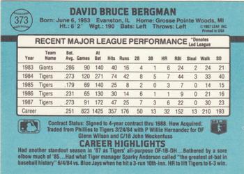 1988 Donruss #373 Dave Bergman Back