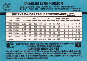 1988 Donruss #374 Charles Hudson Back