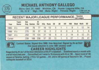 1988 Donruss #379 Mike Gallego Back
