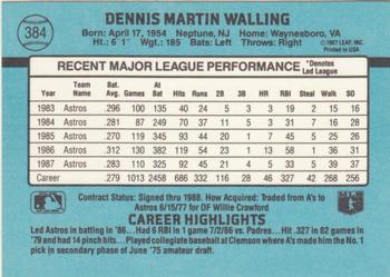 1988 Donruss #384 Denny Walling Back