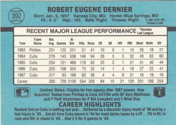 1988 Donruss #392 Bob Dernier Back
