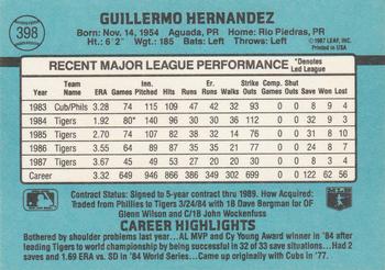 1988 Donruss #398 Willie Hernandez Back
