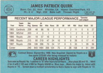 1988 Donruss #404 Jamie Quirk Back