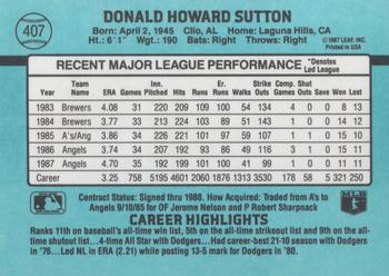 1988 Donruss #407 Don Sutton Back