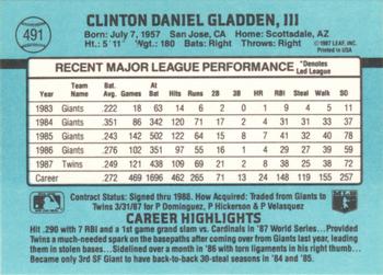 1988 Donruss #491 Dan Gladden Back