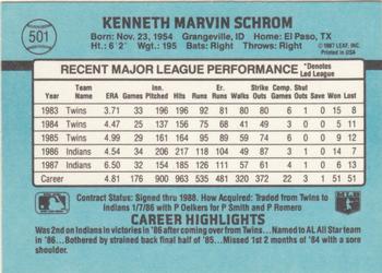 1988 Donruss #501 Ken Schrom Back