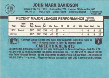 1988 Donruss #519 Mark Davidson Back
