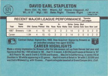 1988 Donruss #521 Dave Stapleton Back