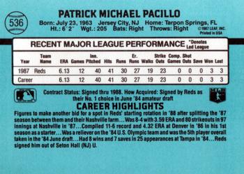1988 Donruss #536 Pat Pacillo Back
