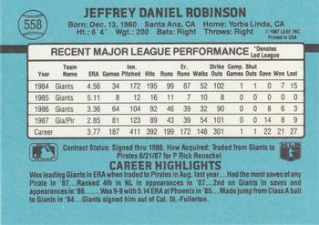 1988 Donruss #558 Jeff Robinson Back