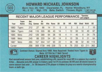 1988 Donruss #569 Howard Johnson Back