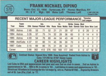 1988 Donruss #570 Frank DiPino Back