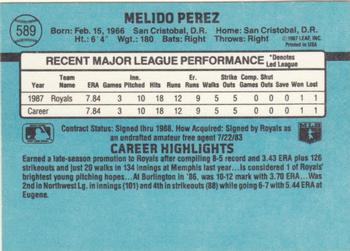 1988 Donruss #589 Melido Perez Back