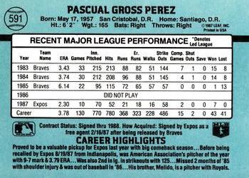 1988 Donruss #591 Pascual Perez Back