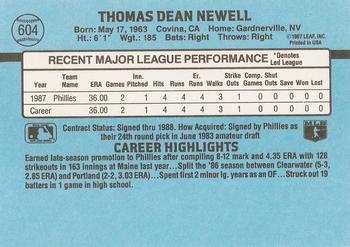 1988 Donruss #604 Tom Newell Back