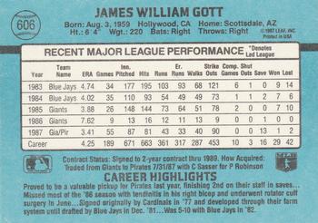 1988 Donruss #606 Jim Gott Back