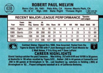 1988 Donruss #638 Bob Melvin Back