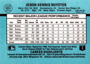 1988 Donruss #660 Jerry Royster Back