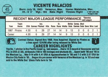1988 Donruss #45 Vicente Palacios Back