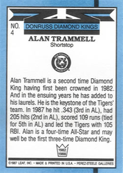 1988 Donruss #4 Alan Trammell Back