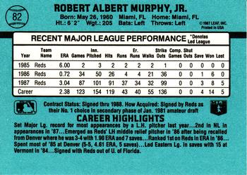 1988 Donruss #82 Rob Murphy Back