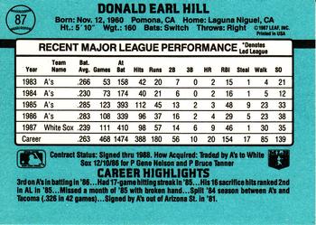 1988 Donruss #87 Donnie Hill Back