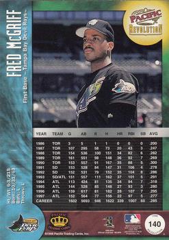 1998 Pacific Revolution #140 Fred McGriff Back