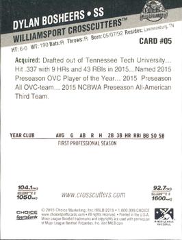 2015 Choice Williamsport Crosscutters #5 Dylan Bosheers Back