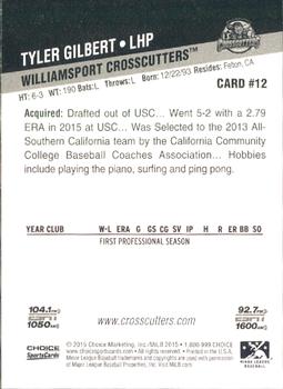 2015 Choice Williamsport Crosscutters #12 Tyler Gilbert Back