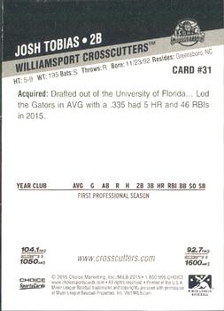 2015 Choice Williamsport Crosscutters #31 Josh Tobias Back