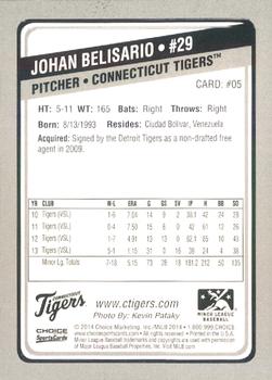 2014 Choice Connecticut Tigers #05 Johan Belisario Back