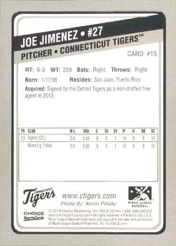 2014 Choice Connecticut Tigers #15 Joe Jimenez Back